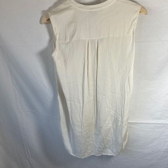 Vince Ivory Silk/Spandex Banded Collar Shell Top Sz S - Picture 2 of 8